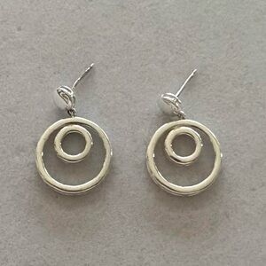 925 Sterling Silver Y2K Boho Double Circle Dangly Drop Earrings